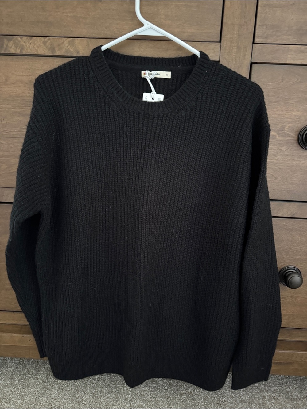 Marine Layer  Black cable knit Crewneck Sweater